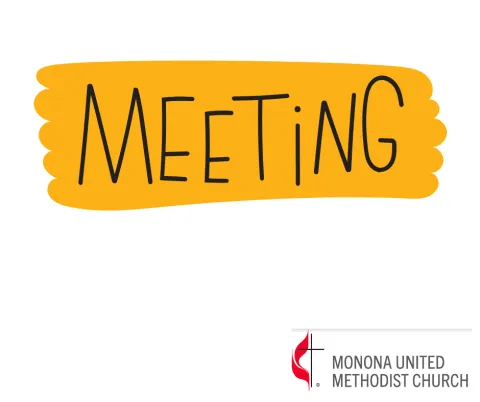 The word "Meeting" with a gold square border and white background